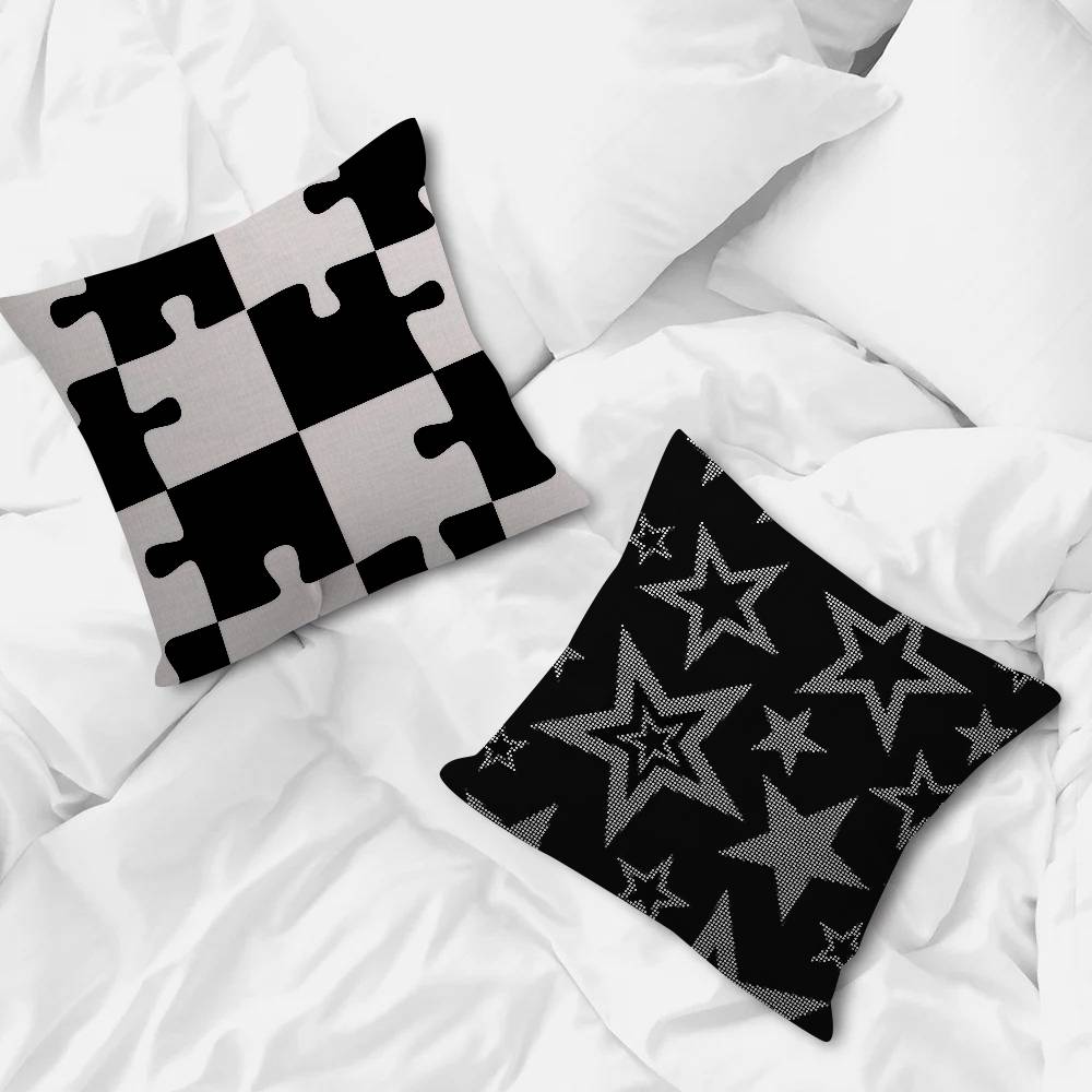 Black and White Abstract1  Pillow Covers Cartoon Sofa Decorative Home Doublesided Printing Short Plush Cute Cushion Cover
