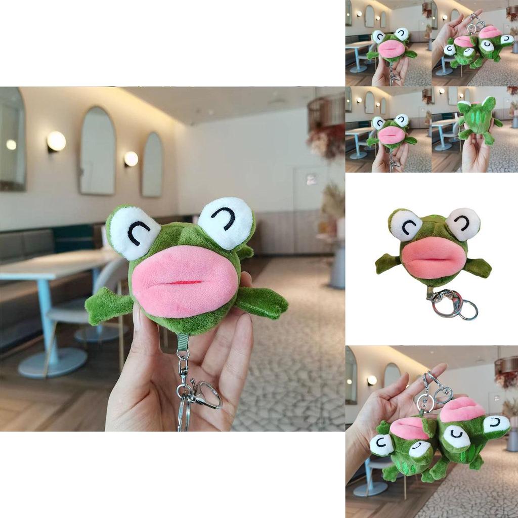 Bedårande Tecknad Groda Gosedjur Grön Fylld Djur Nyckelring För Gåvor