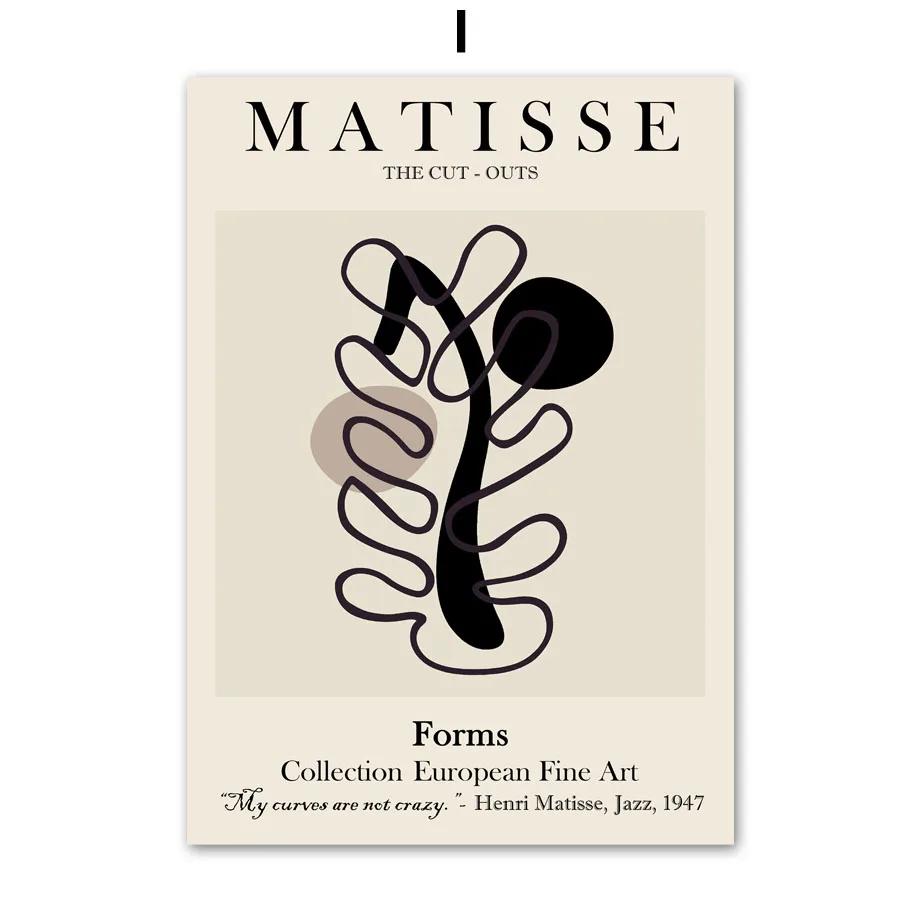 Black Abstract Matisse Coral Birds Leaves  Nude Wall Art Print Nordic Poster Canvas Painting Home Decor Pictures For Living Room