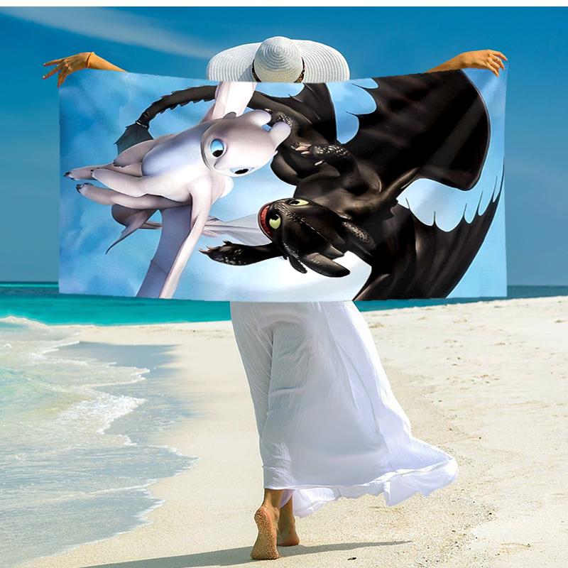 1pc Toothless1 Beach Towel, Comfortable and Thick, and Swimming/Bath/Picnic/Camping Towel, Suitable for Seaside Beaches