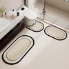 Three-Piece Absorbent Bathroom Mat Set - Includes U-Shaped Toilet Pad & Non-Slip Diatomaceous Earth Entrance Mat
