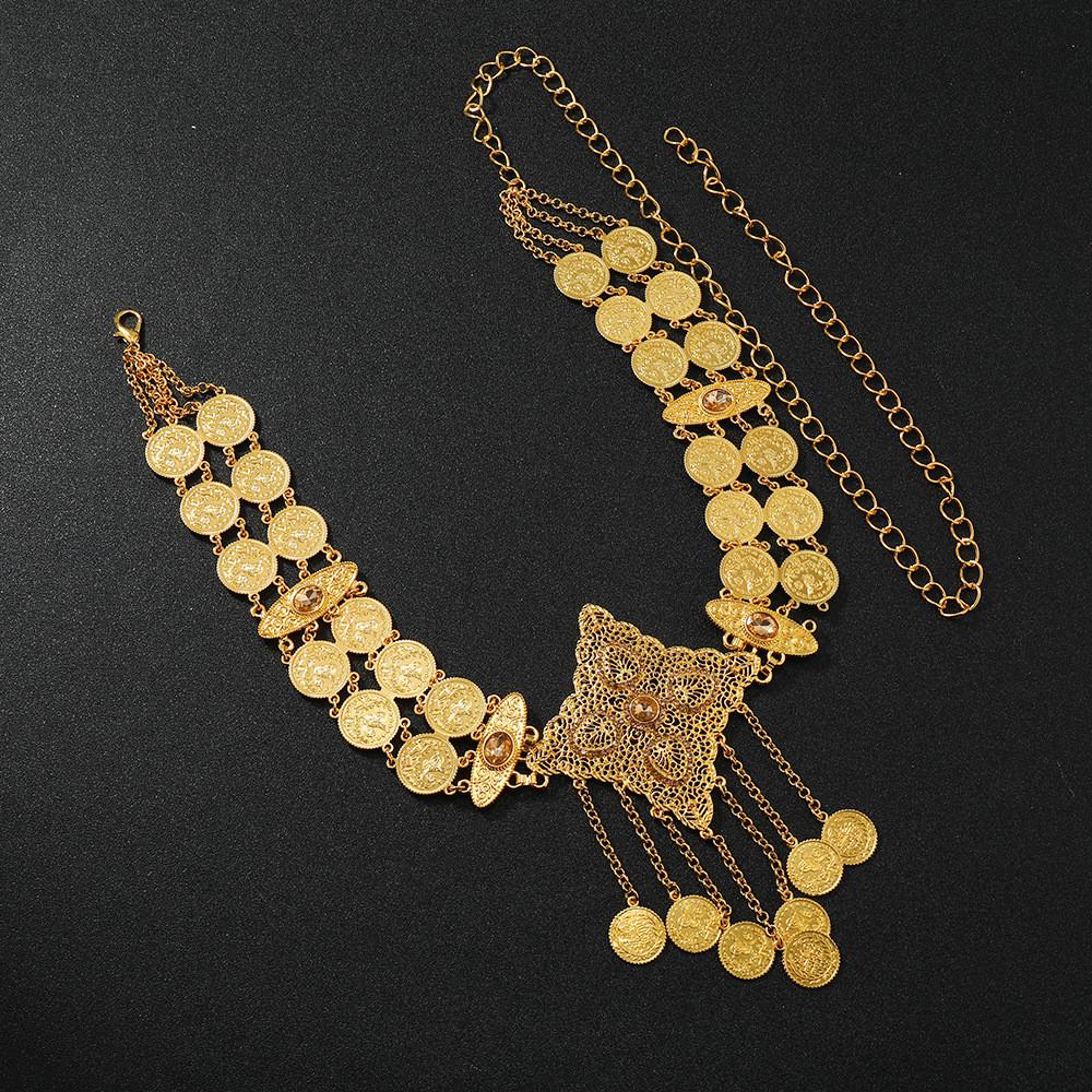 Metal Waist Chain For Women With Diamond Hollow Design And Coin Tassels For Summer Fashion Accessory