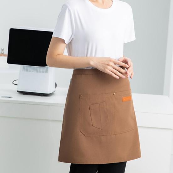 Delantal de cocina transpirable de medio cuerpo para hombres y mujeres, con bolsillos y diseño de falda elegante