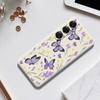 For Samsung Galaxy S25 Case Purple Butterflies Pattern Printing Straight Edge TPU Phone Back Cover