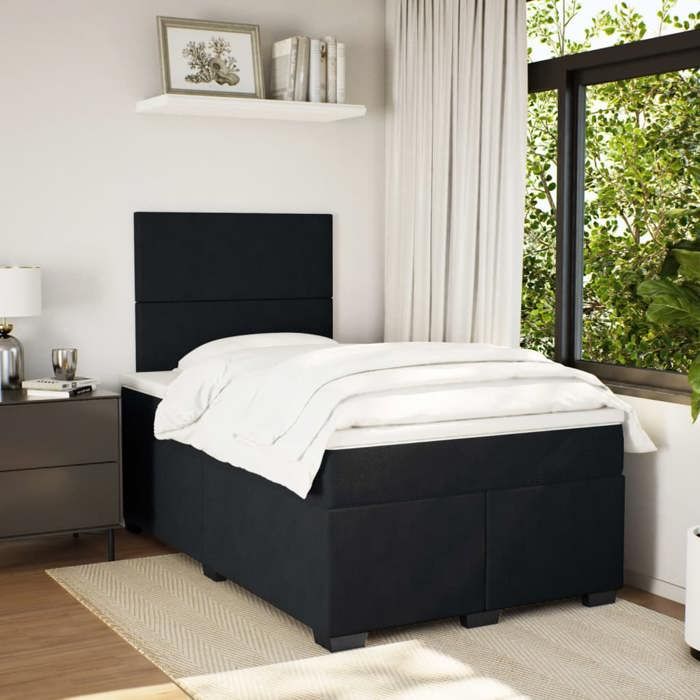 Maison Exclusive - Sommier à lattes de lit avec matelas noir 120x190 cm velours