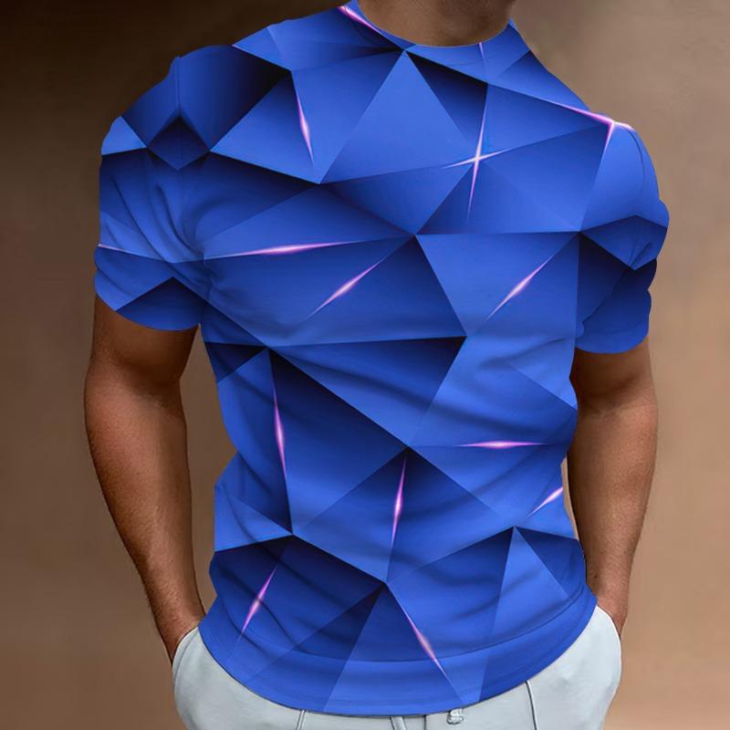 Modische T-Shirts für Herren mit 3D-Linien-Druck, Herrenbekleidung, Street-Designer, kurzärmelig, übergroße Top-T-Shirts, tägliche Freizeitsportbekleidung