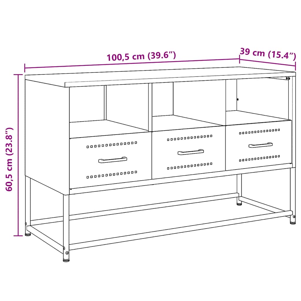 TV Stand In Olive Green 100.5 X 39 X 60.5 Cm Steel