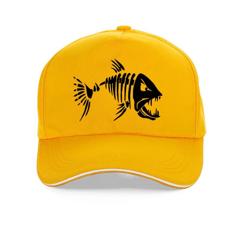 Unisex Outdoor Fishing Cap Fishing Hat Baseball Golf Hunting Cap with Cartoon Fish Bones Snapback Hat