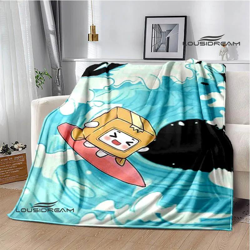 Lankybox Foxy Boxy cute Printed blanket picnic blanket Flannel Warm blanket Soft Cozy Blanket Home travel blanket Birthday Gift