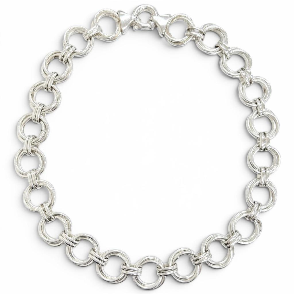 Great TIFFANY&Co. Necklace Triple Link Necklace Choker Accessories Silver 925 Used