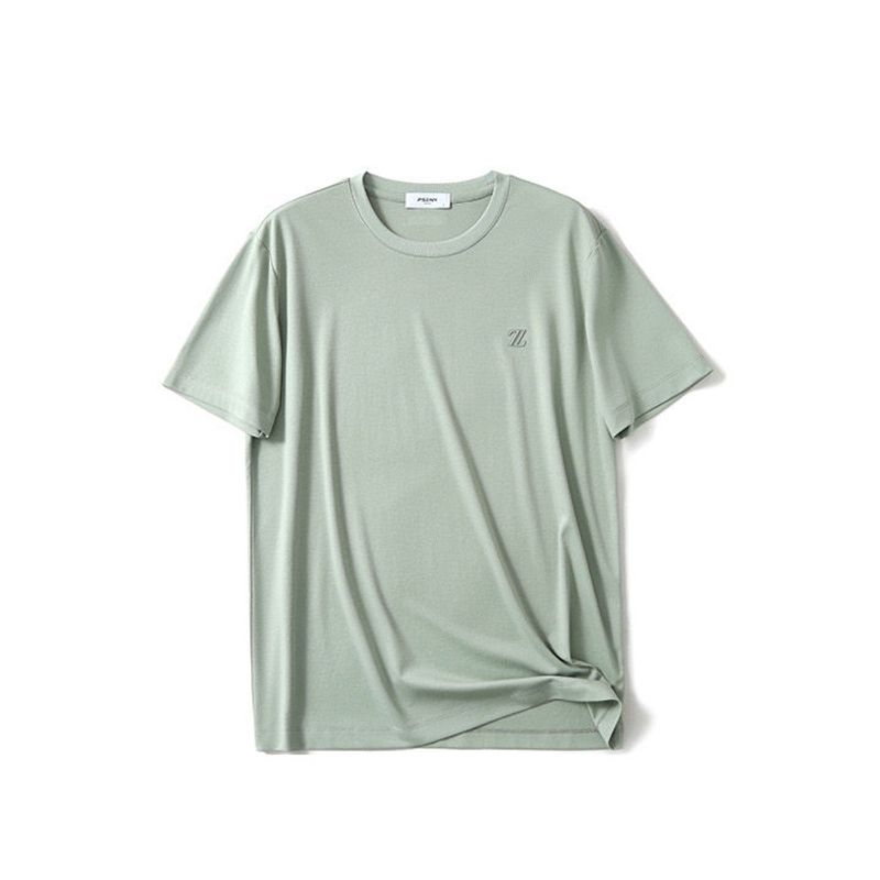 Ammonia Mercerized Pima Cotton Accessible Luxury Short-Sleeved T-shirt Men s Summer New Clothes Export Men s Clothing Casual Embroidered T-shirt Bean Green XL