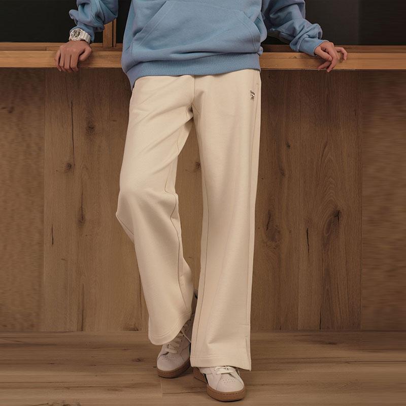 Reebok Solid Color High Waist Wide Leg Knit Sports Pants Women bottoms Off-White 23FRC656WGW2