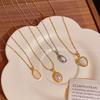 Opal love titanium steel necklace women's collarbone chain neck chain accessories