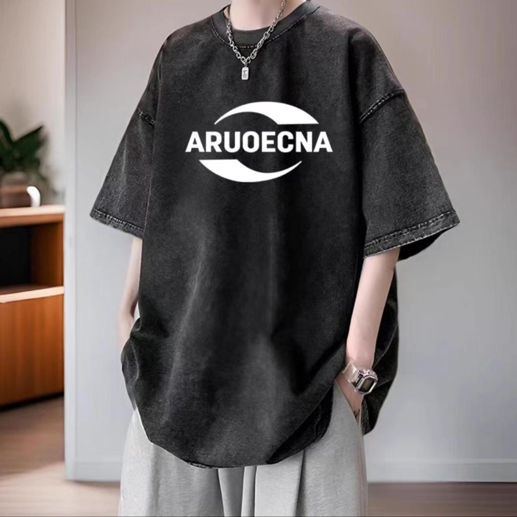 

Футболка с коротким рукавом для мужского лета, американская трендовая, свободная, хлопковая, с рукавом до локтя, с круглым вырезом 5XL