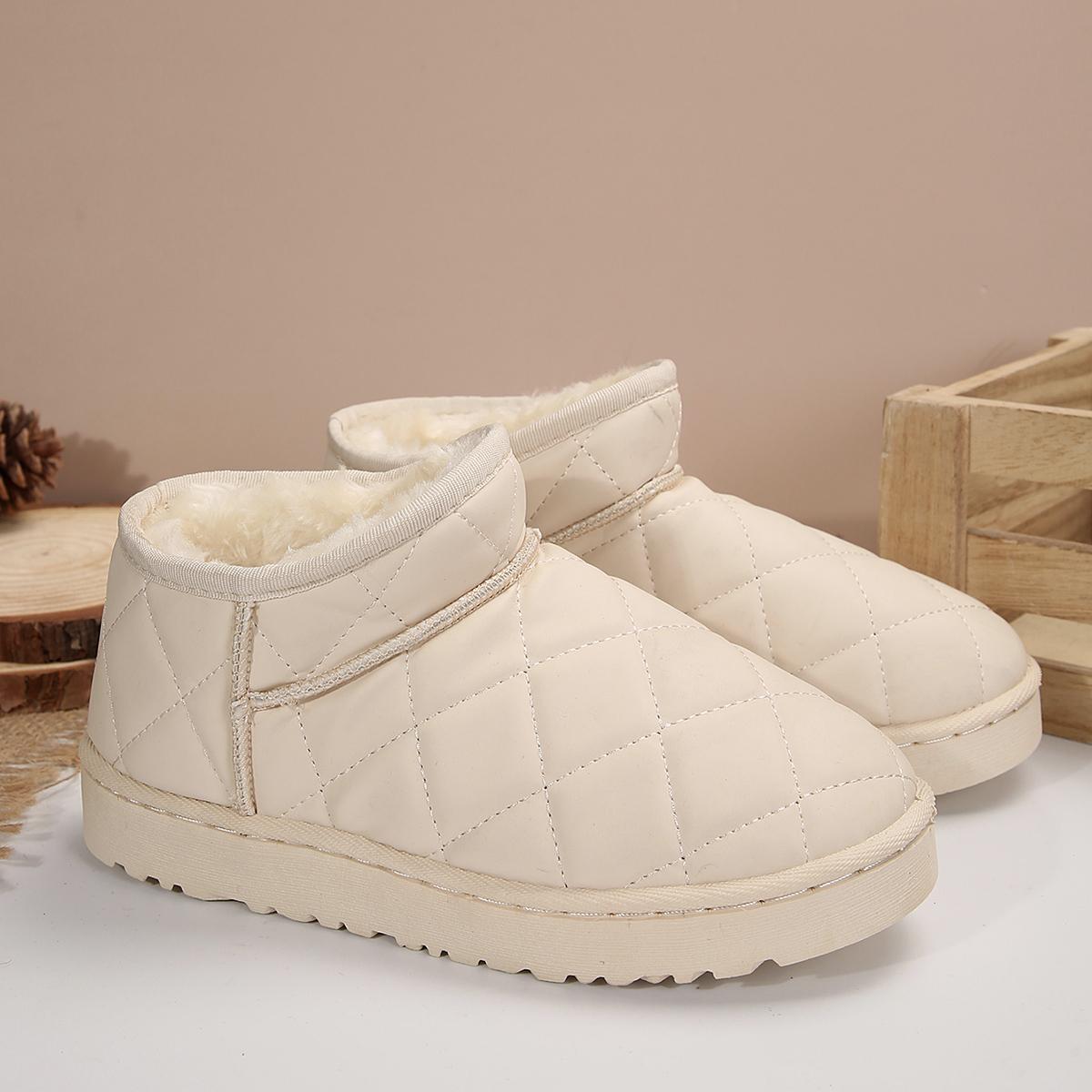 Теплые короткие плюшевые водонепроницаемые кожаные зимние ботинки женские трендовые зимние ботинки с толстой подошвой женские нескользящие хлопковые туфли на платформе 36 бежевый 2856₽