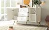Chest of Drawers with 2 Doors and 3 Drawers, White Chest of Drawers, Adjustable Shelf, for Living Room Bedroom, Cream-White-H84/W140/D40 cm