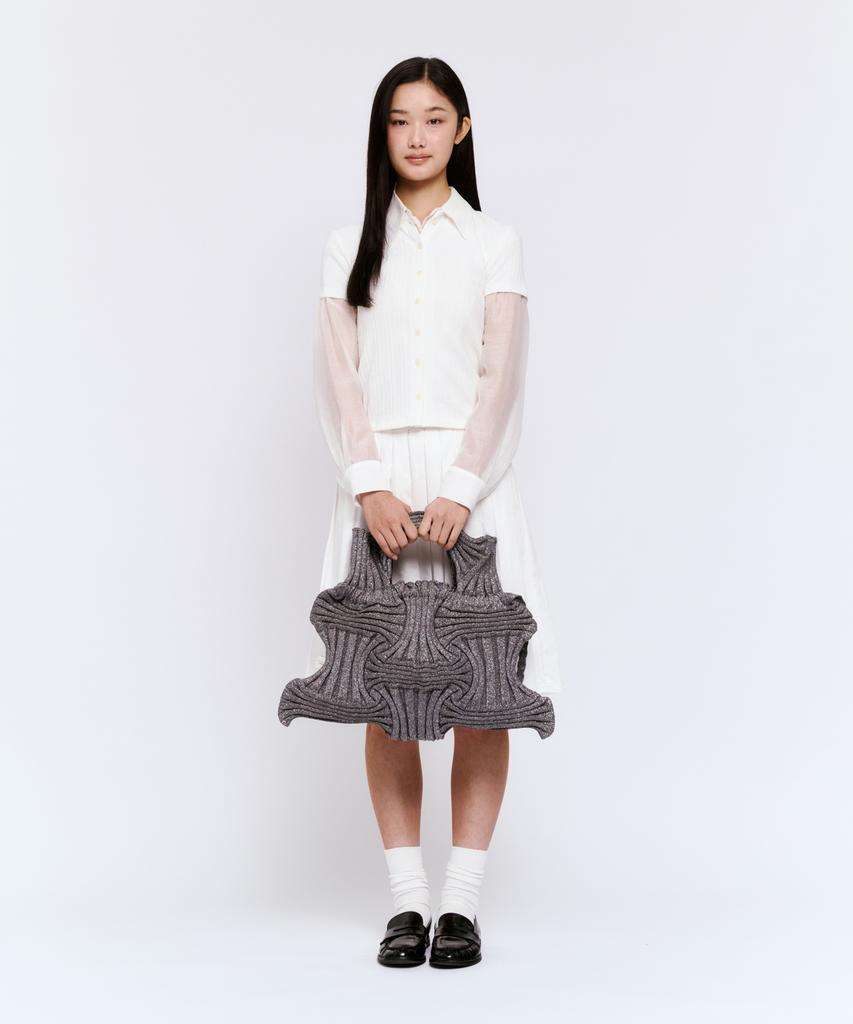 Pleatsmama Big Bow Bag Glitter Stone Brown