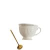 European Style French White Ceramic Coffee Cup and Saucer Set for Afternoon Tea