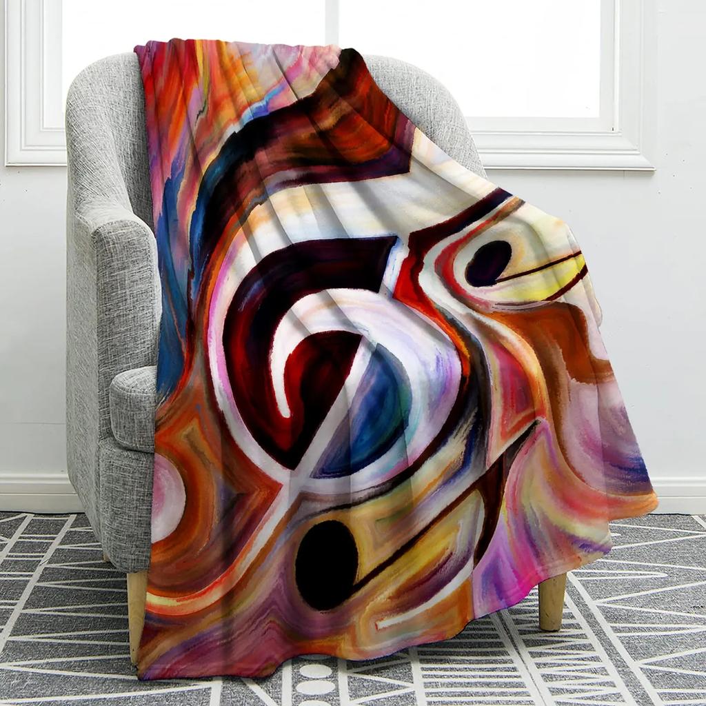 Music Note Blanket Print Throw Blanket Soft Warm Comfortable for Sofa Chair Bed Office for All Season Birthday Souvenir Gifts