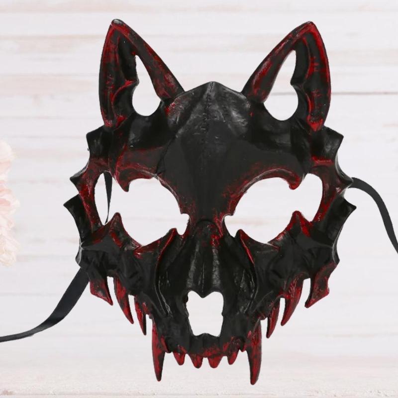 Maschera di Drago Anime Maschera di Halloween Maschera di Scheletro Animale Maschera Teschio Cosplay Cane Maschera da Festa Maschera di Lupo Diavoli Horror