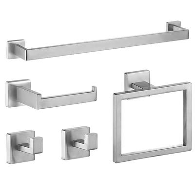 Brushed Stainless Steel Bathroom Hardware Set Towel Bar Toilet Paper Holder Clothes Hook Bathroom Roll Towel Rack Ring