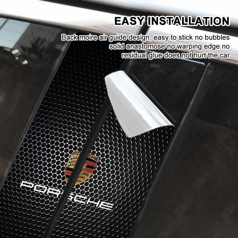 2 stuks Auto Logo Middenstijl Beschermfolie Anti-kras Sticker Decal Voor Porsche Boxster Cayenne Panamera Macan Cayman 911 918 996 917 991