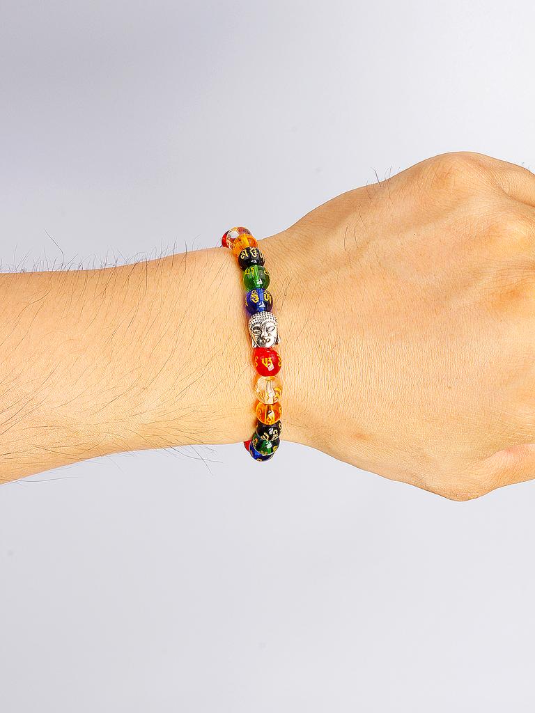 Colorful Crystal Six Syllable Mantra Beads Bracelet Natural Stone Prajna Paramita Heart Sutra Retro Buddha Head Energy Jewelry
