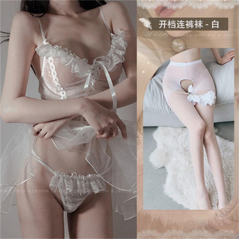Sexy lingerie pajamas sexy ladies couple uniform seduction pure open suit black lingerie