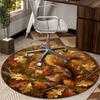 Squirrel And Acorns Stained Glass round carpet Chair cushion Round Entryway Rug, Soft Round Rugs for Living Room, Bedroom, Circle Carpet decor gifts