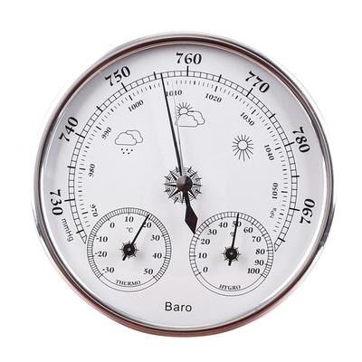 Thermometer Barometer Hygrometer 3 In 1 All Season Wall Hanging Indoor Outdoor Accurate Weather Instrument Silver White