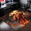 Anime Swordsman Area Rug,Fire Flame Theme Non-slip Floor Mat,Decorative Carpet for Gaming Room Bedroom, Washable Home Decor Gift
