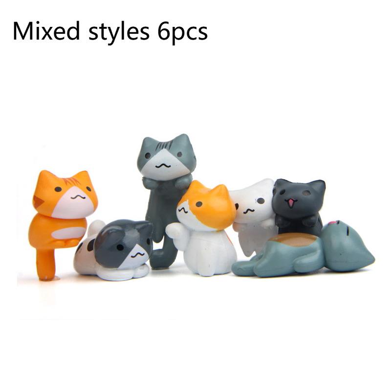 6Pcs Cute Mini Cartoon Cat Ornaments, Car Screen Edge Decoration, Cat Micro Landscape Model Cute Car Accessories Gifts