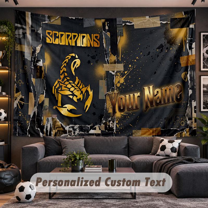 Wall Hanging Tapestry Custom NameScorpions Pattern Personalized Printed Fabric Wall Decor