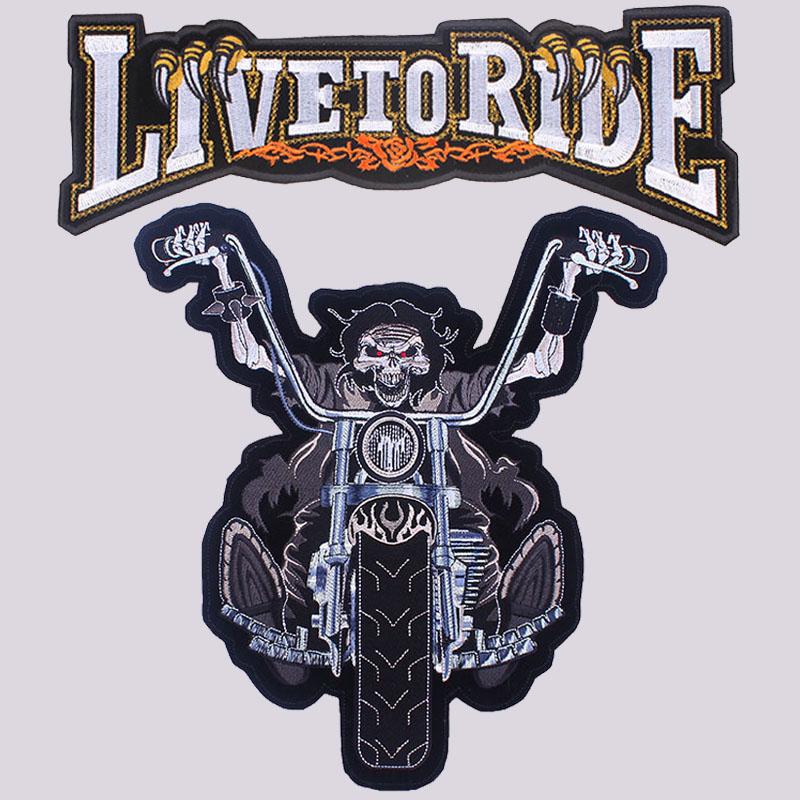 

Патч Череп Мотоцикл Байкер Большой Пришивной Термотрансферная Печать Виниловые Патчи Наклейка для Одежды Куртки DIY Аппликации Моющиеся Патчи