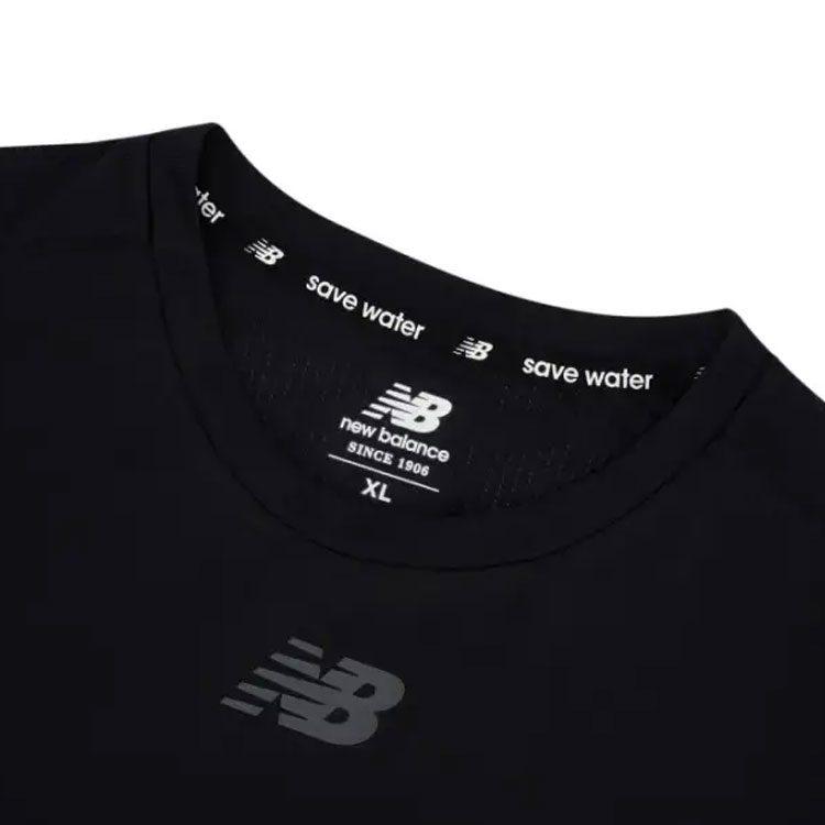 New Balance T Shirts Men's Black Crew Neck Moderate Straight Fit AMT31251-BKH