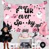 Halloween 4th Birthday Party Decoration for Girl Four Ever Spooky Birthday Backdrop Pink Four Ever Spooky Cake Cupcake Toppers Banner Number 4 Foil