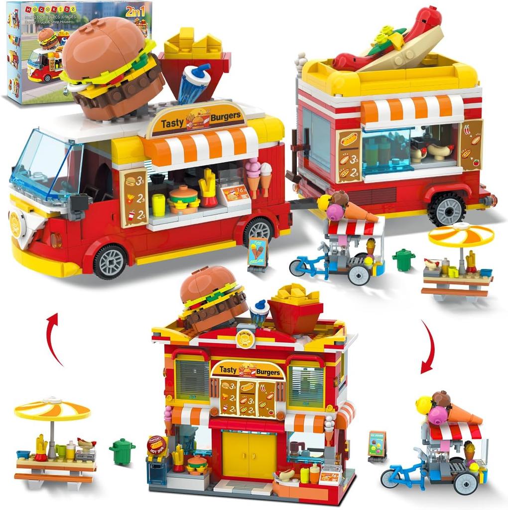 HOGOKIDS 2 in 1 City Burger Truck Shop House Kit