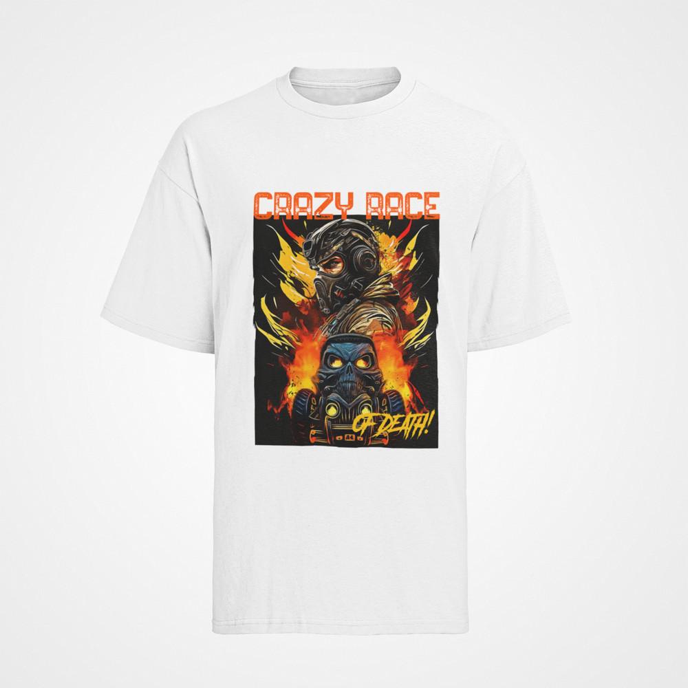 

Mens Organic Cotton Car T-Shirt Saying: Crazy Race of Death 3XL