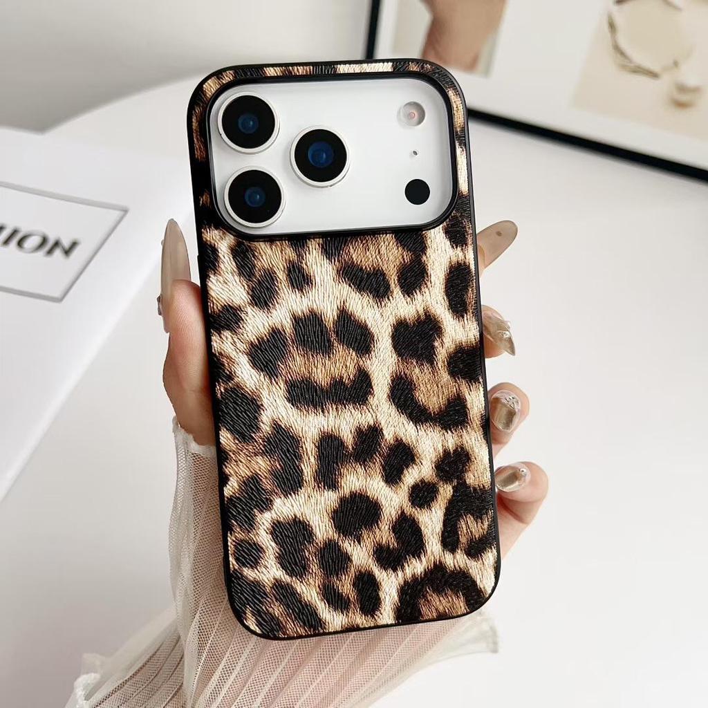 Leopard & Snake Print Faux Leather Drop-Proof Phone Case for Apple 15 Pro Max - Stylish and Durable for Girls