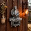Dragon Lamp Solar Powered Wall Mount Resin Reading Book Dragon Decor Solar Lights for Porch Patio Yard Garden Lawn Pathway