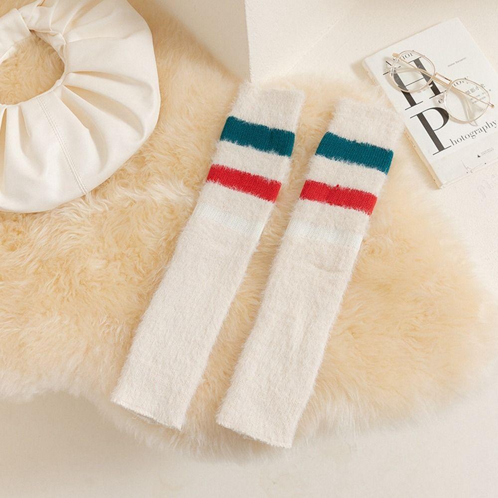 

JK Calf Socks Long Socks Cover Lolita Women Leg Warmers Plush Foot Cover Woolen Boots Arm Warmers бежевий
