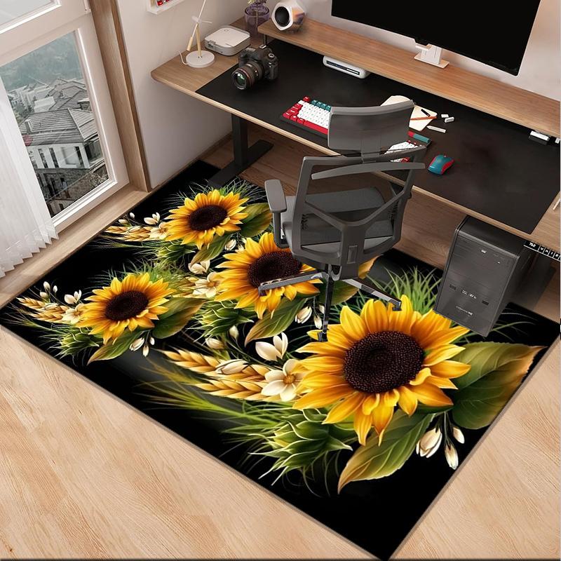 Butterfly And Sunflowers Office Rug Chair Mat, Entryway Carpet, Suitable for Front Door, Bedroom, Living Room, Desk, Holiday Gift