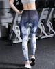 YOGALOVE Floral Print Yoga Cropped Perfect for Hot Yoga Size Women's Leggings, Quick-Drying, Length, (Denim Navy, XL)