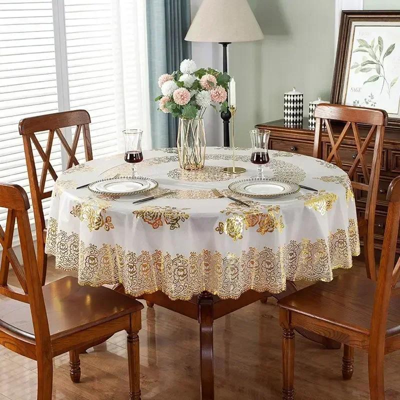 Pvc Round Table Waterproof Oil Proof Table Cloth Hot Stamping Coffee Tea Table Mat Hotel Anti Fouling Tables Towel Covers