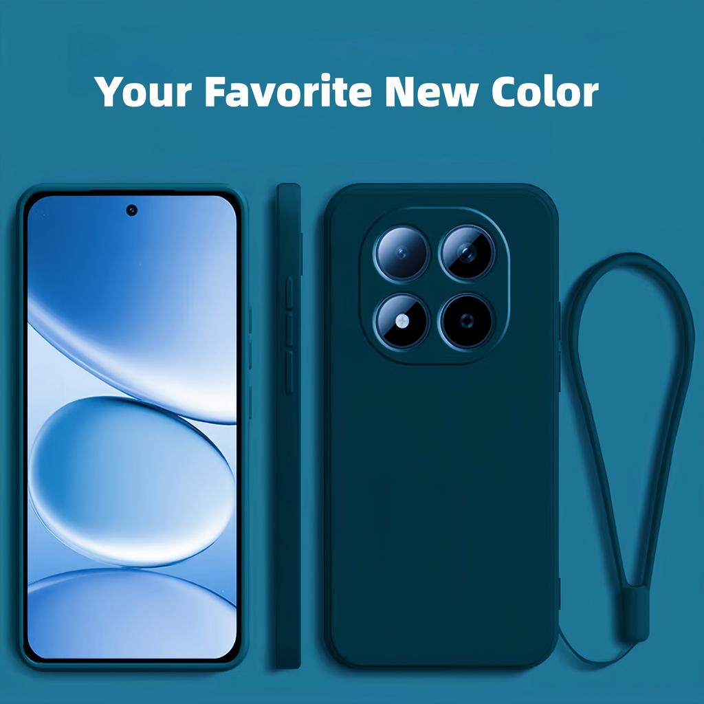 With Lanyard Fashion Solid Colour Shockproof Protective Liquid Silicone Phone Case For Redmi 15 14 13 Pro Plus 5G/4G