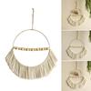 Elegant Handmade Macrames Tassels Wall Hanging Decors Large Round Frame Wood Beads Wall Ornament for Home Aesthetic