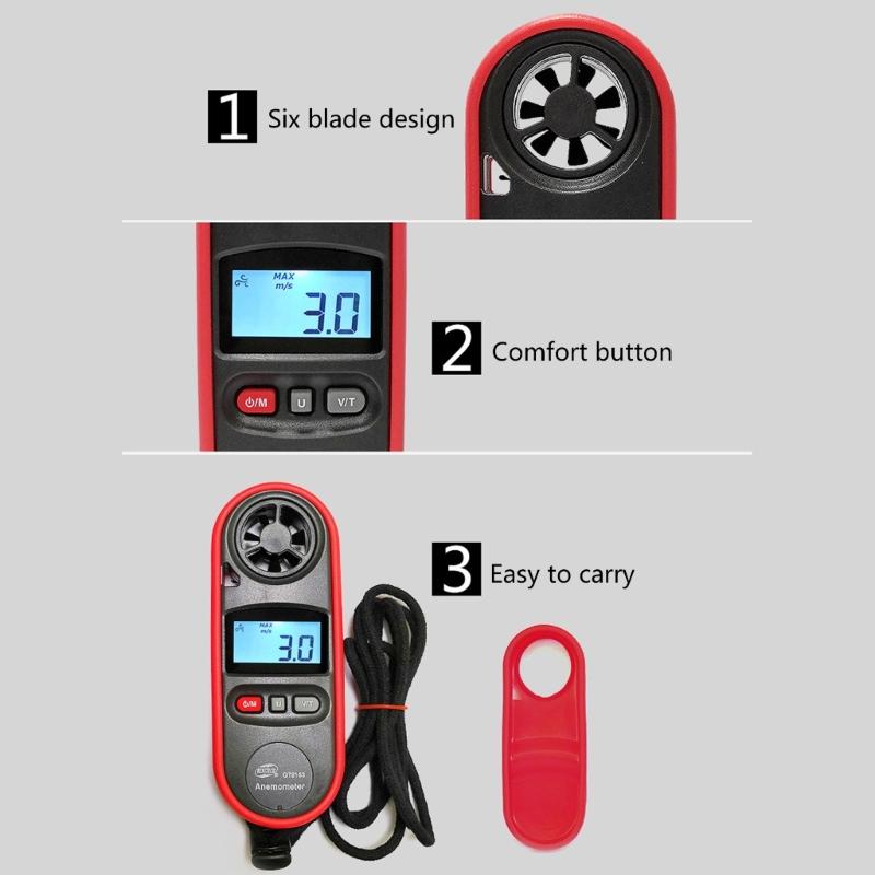 Efficient Handheld Anemometer High Accuracy Anemometer for Precise Weather Measurements In Construction & Agriculture