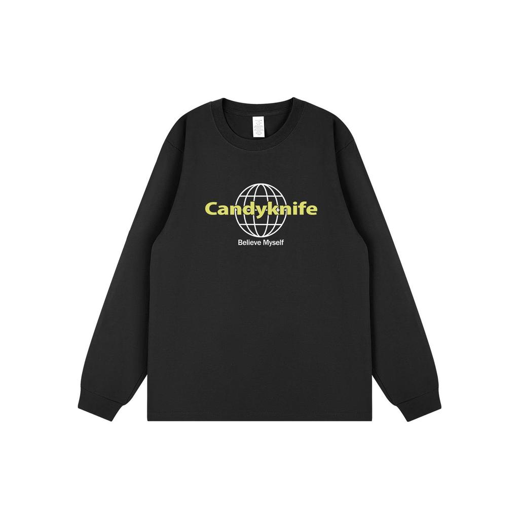 Trendy Unisex Autumn/Winter Ribbed Cuff Print Long Sleeve T-Shirt