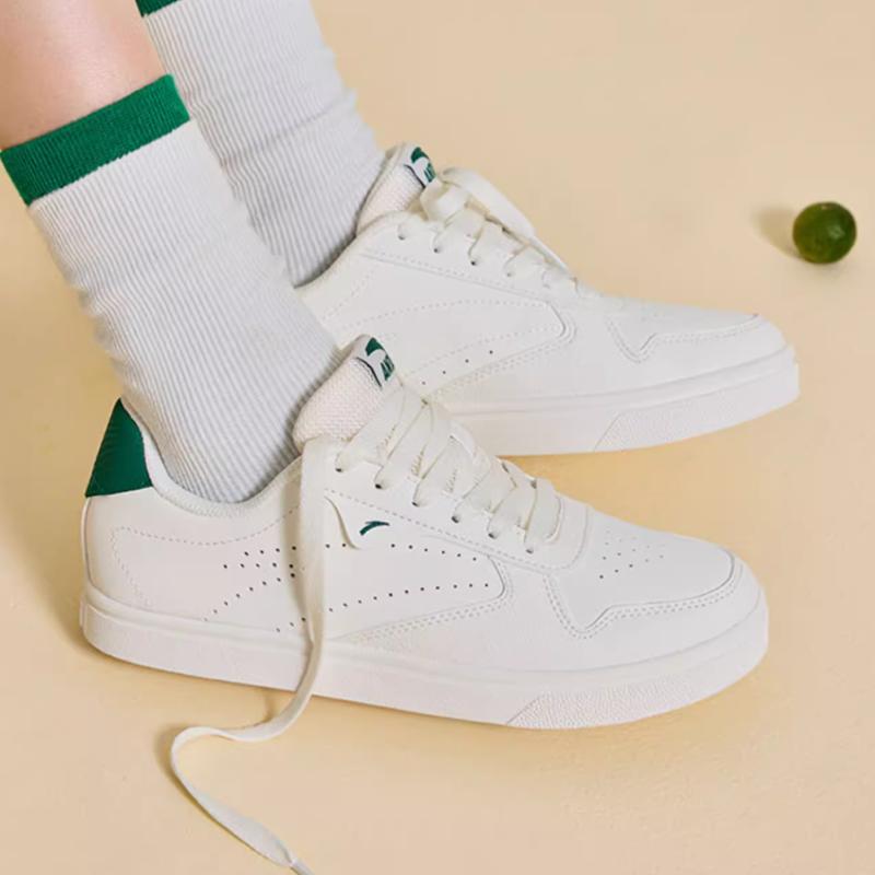 Anta Basic Slip Resistant Durable Low Top Skate Shoes Women Sneaker White Green 122518015R-1