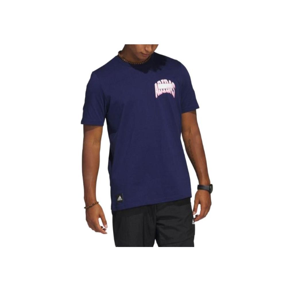Adidas Alphabet Print Round Neck Short Sleeve T-Shirt Men Tops Navy-Blue H54655